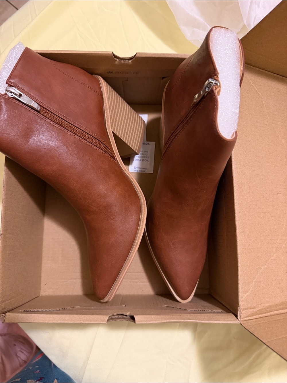 Amazon Brown Pointed Toe Ankle Booties with Side Zip